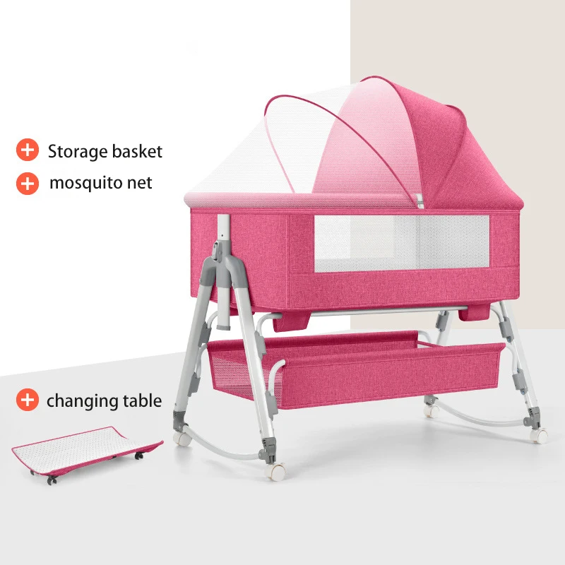 Multifunctional Newborn Baby Bedside Sleeper,Potable Infant Bassinet,Luxury Baby Bed Crib with Canopy