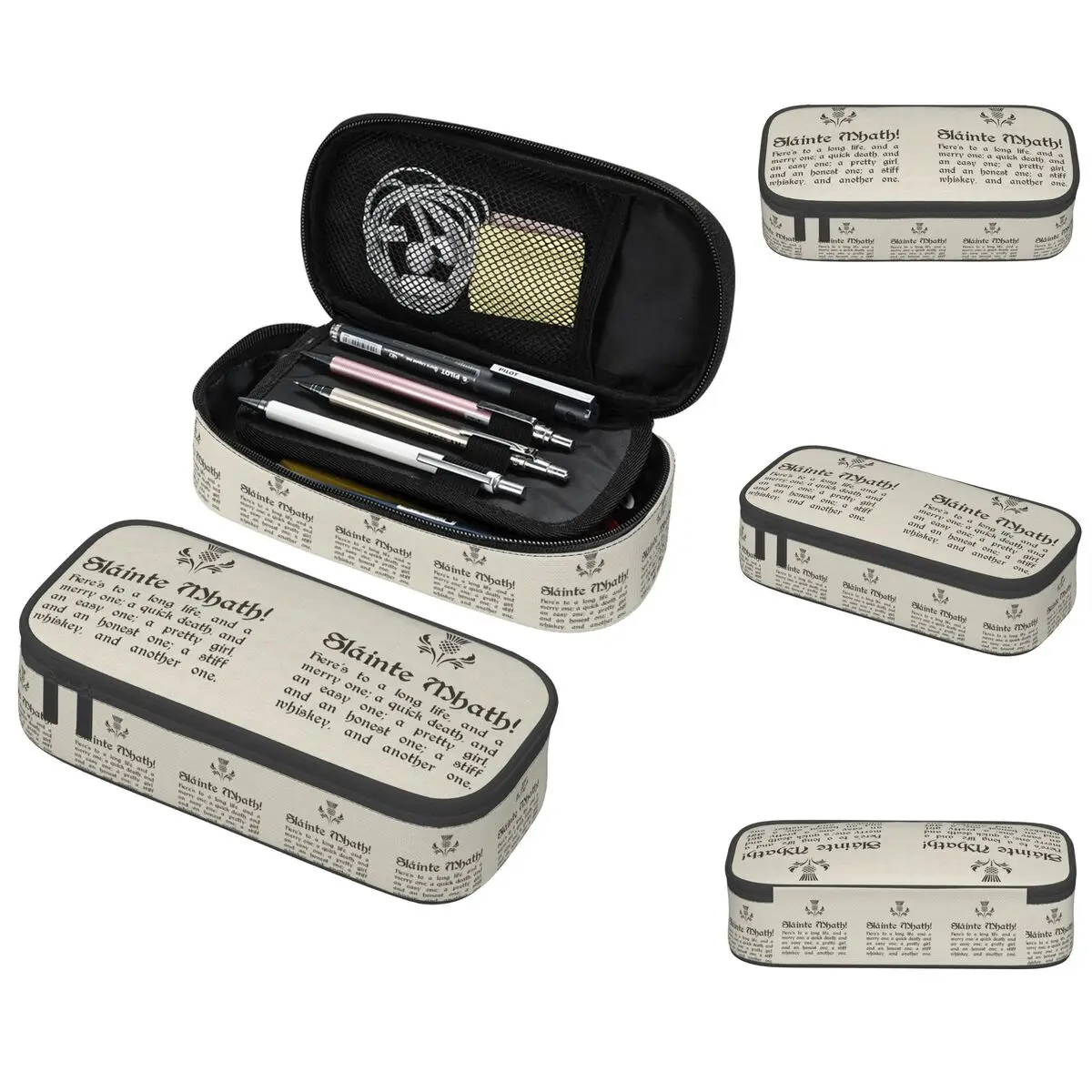 Slainte Mhath Federmäppchen mit schottischem Toast und Distel für Jungen und Mädchen, Geschenke, Stiftbox, Bleistiftbeutel, Schreibwarenbedarf, Stifthalter-Tasche