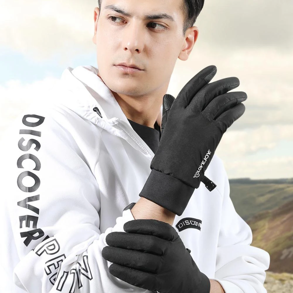 

Outdoor Cycling Gloves Full Finger Windproof Warm Anti Slip Sports Gloves Two Finger Touchscreen for Climbing Hiking