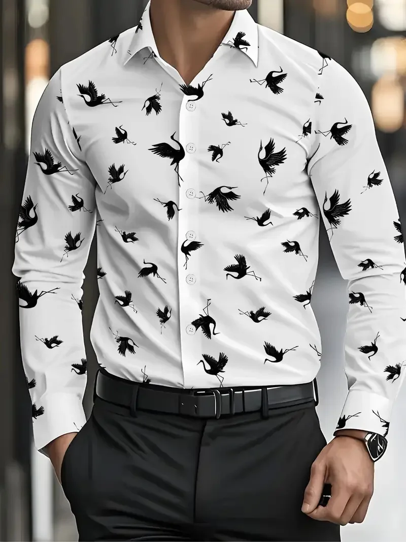 

New Men's Official Long Sleeve Shirt New Series Gold Boat Anchor Button Office And Business Plant Shirt