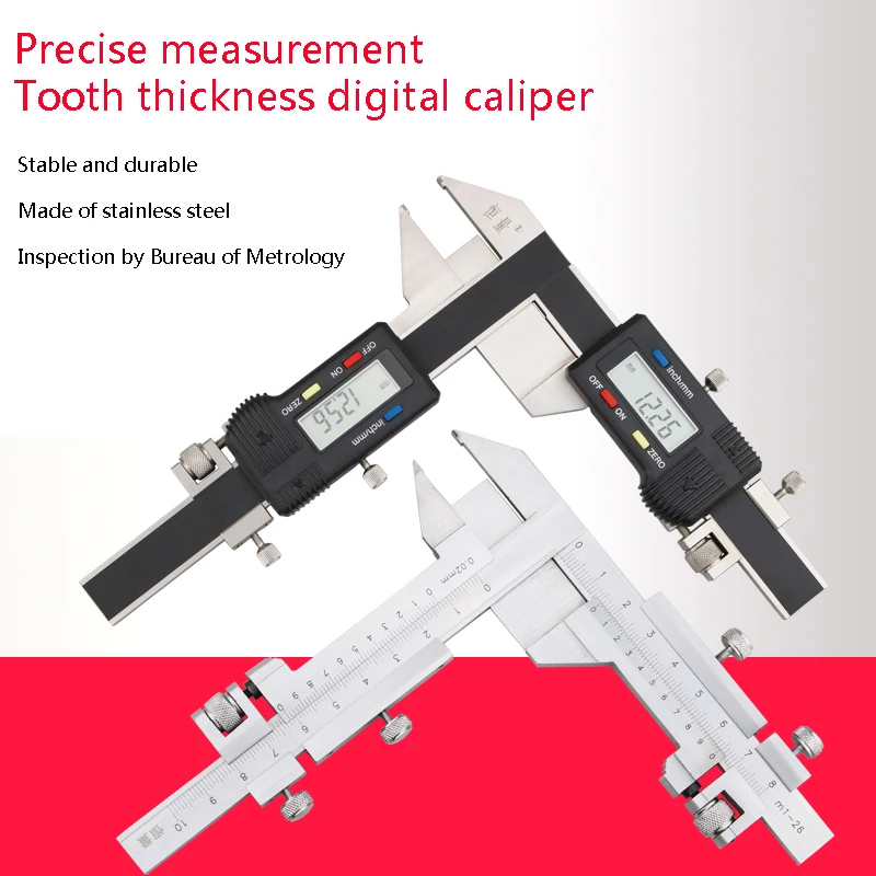 

High-Quality Tooth Thickness Digital Display Vernier Caliper M1-26 0.02mm Gear Tooth Thickness Measurement Line Vernier Caliper