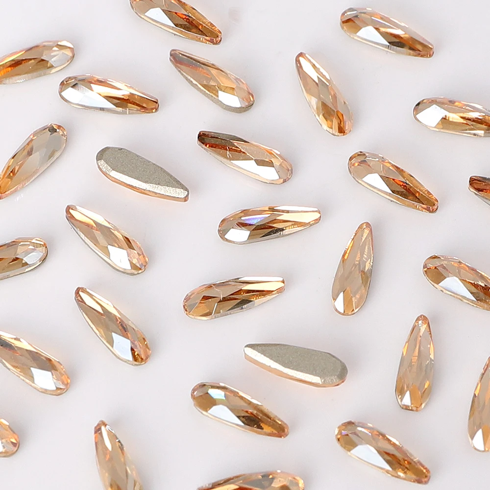 Waterdrop 2*6/3*5mm 50Pcs/Bag Glass Flatback Nail Art Non-Hotfix Rhinestones Glitter Crystal For Nail Art Garment DIY Decoration