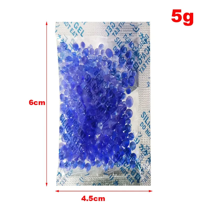 10/20/50 Pcs 5g Blue Non-Toxic Silica Gel Sachets Desiccant Damp Kitchen Room Living Moisture Dehumidifier Absorber Bag Reusable