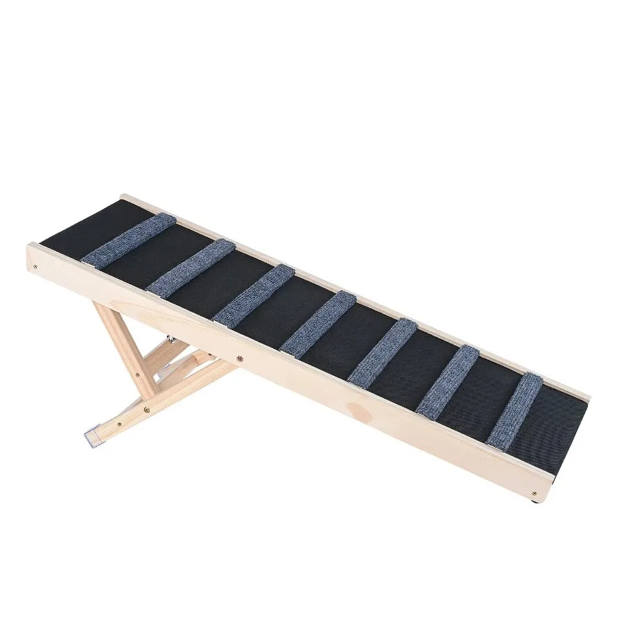 

Dog Ramp Folding Pet Ramp for Bed Adjustable Dog Ramp for Small Large Old Dogs and Cats Wooden Pet Ramp with 39.3 Long Ramp Ad