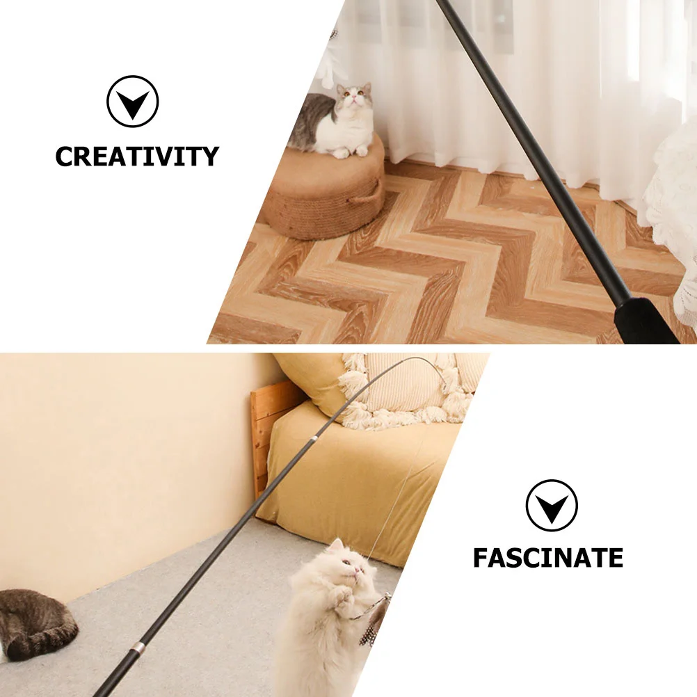 

2pcs Fishing Rod Cat Telescopic Kitten Teaser Interactive Pet Plaything For Exercise Fun Healthy Activity Wand
