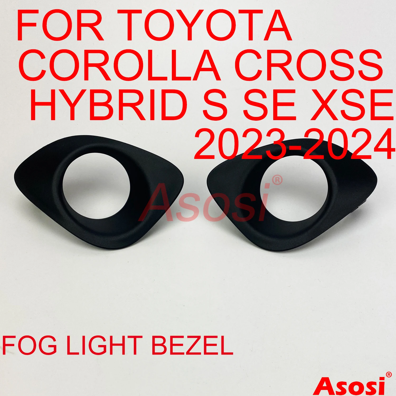 Pair Of Fog Light Bezel Frame Cover Trim For Toyota Corolla Cross Hybrid S SE XSE 2023 2024 Right + Left Side Direct Replacement