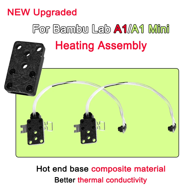 

Для Bambu Lab A1 Hotend обновленный нагревательный блок в сборе, высокая термостойкость, Bambulab A1 Mini Hotend, монтажные аксессуары