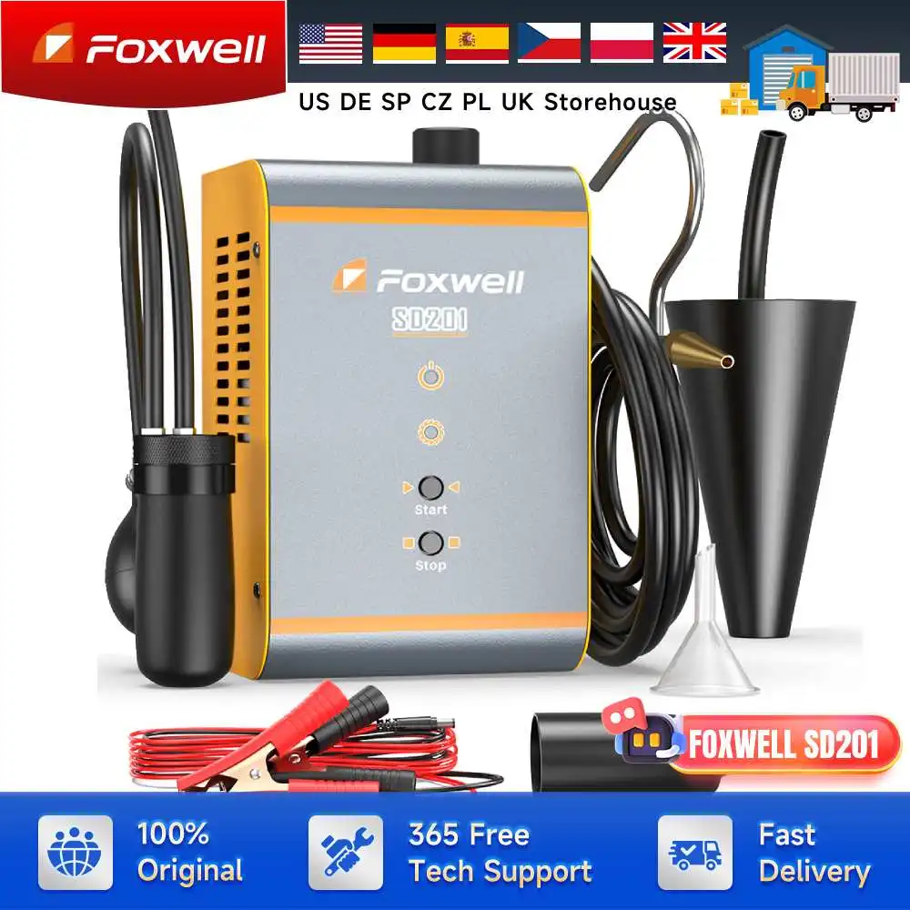 

FOXWELL SD201 Car Smoke Leak Detector 12V Automotive EVAP Leakage Detector Oil Pipe Smoke Generator Mechanical Inspection Tools