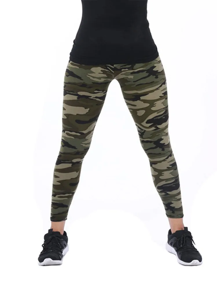 VISNXGI Push Up Leggings Women\'s Clothing Camouflage Workout Pants Printing Elasticity Fitness Casual Solid Polyester Jeggings