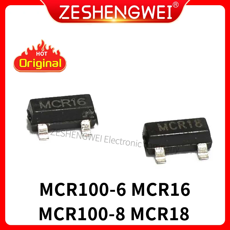 50PCS MCR100-6 MCR16 MCR100-8 MCR18 SOT23 SMD One-way Micro-trigger Thyristor Chip IC Brand New Original