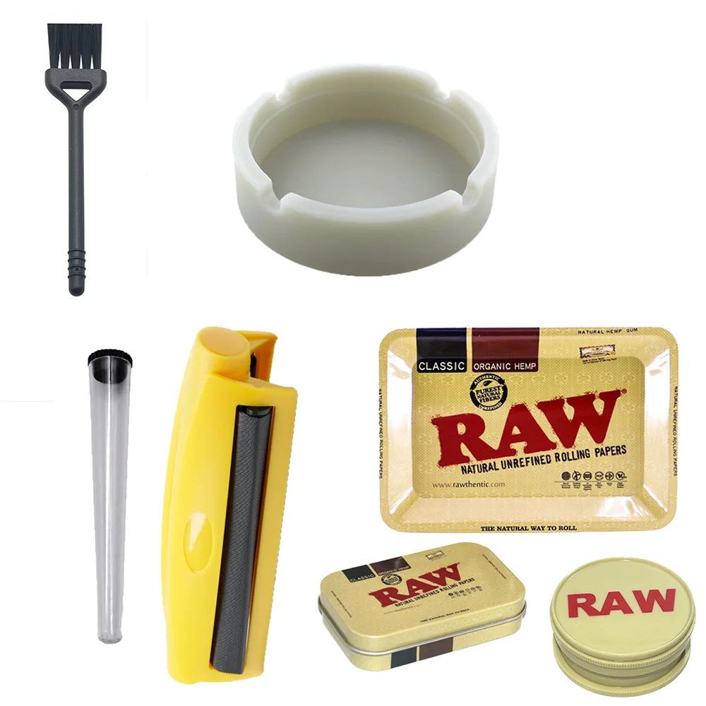 60MM 2-Layer Herb Grinder+ Metal Tobacco Box+Manual Cigarette Rolling With+Ashtray + Storage Tube+Tobacco Cigarette Tray - view 6