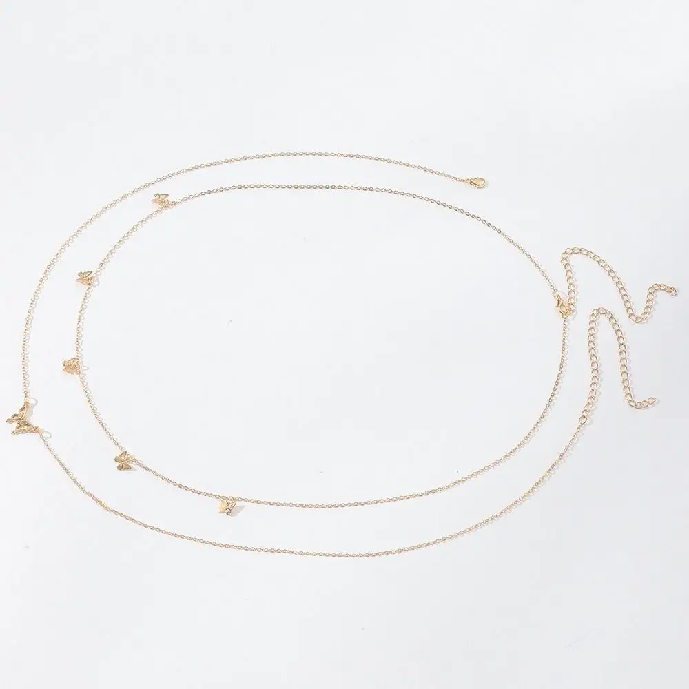 

Summer Retro Gold Love Butterfly Tassels Rhinestone Heart Waist Jewelry Metal Waist Chain Women Belly Chain Bikini Body Chain