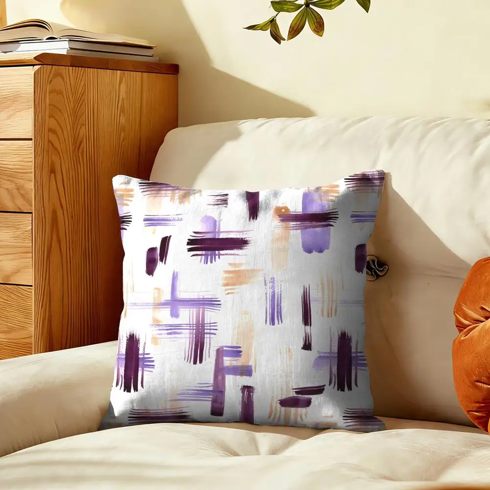 Boho Paint Stroke Art Cushion Cover Plush Fabric Soft Double-Sided Printed Sofa Home Decor Fine Winter Gift Pillow Case