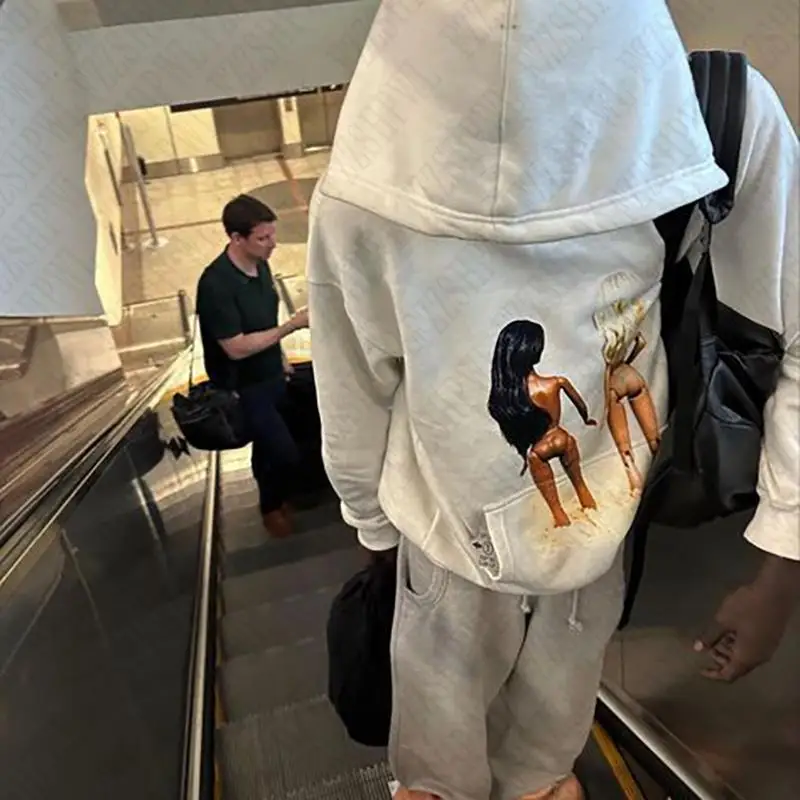 Y2K سترة رجالية غير رسمية بقلنسوة Harajuku القوطية روك الشرير الهيب هوب البلوز خمر الجمالية الجرافيك الشارع الشهير ايمو شارع العليا