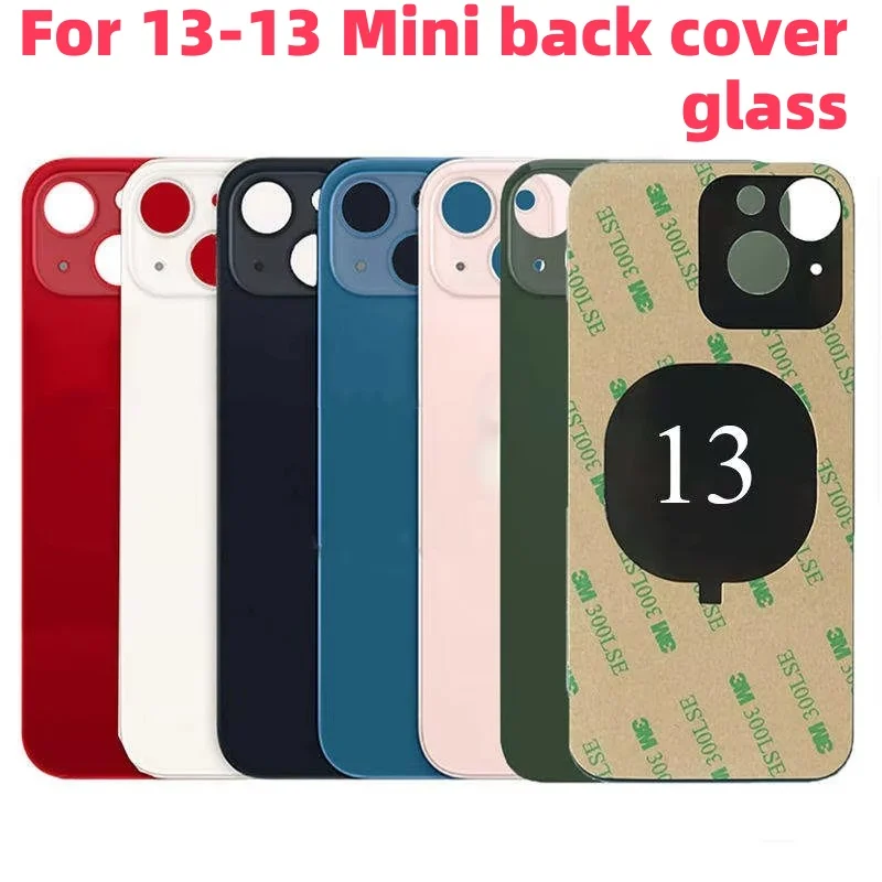 Back Glass+3M glue For IPhone 13 -13 Mini Back Cover Glass Fast Replacement  Housing Battery Cover Big Hole Rear Glass