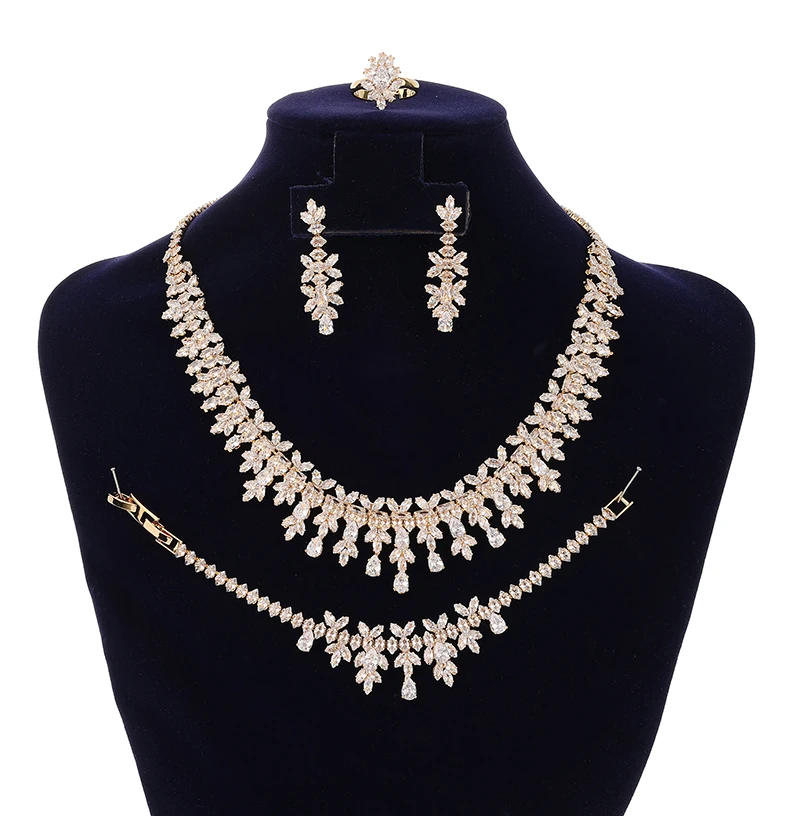 Jewelry Set HADIYANA Fashion Party Necklace Bracelet Ring and Earrings Boutique Zirconia Set BN7981 Bijou Mariage