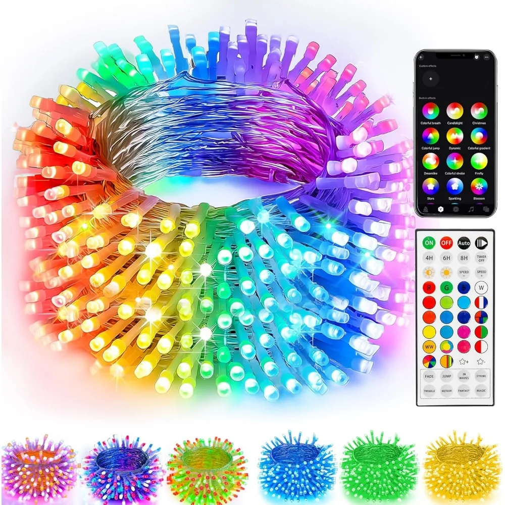TW SHINE 300 LED 100FT Luci natalizie e di Halloween che cambiano colore impermeabili con telecomando e controllo APP