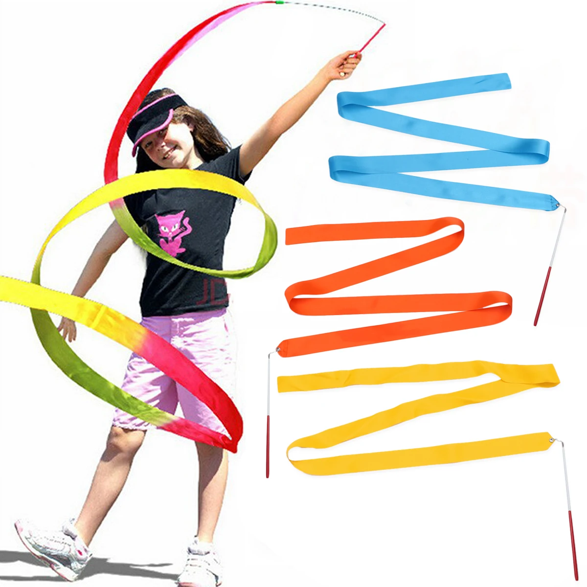 

8 Pcs Rhythmic Gymnastics Ribbons Sky-blue Dancing Silk Improving Body Functions with Dance Streamer