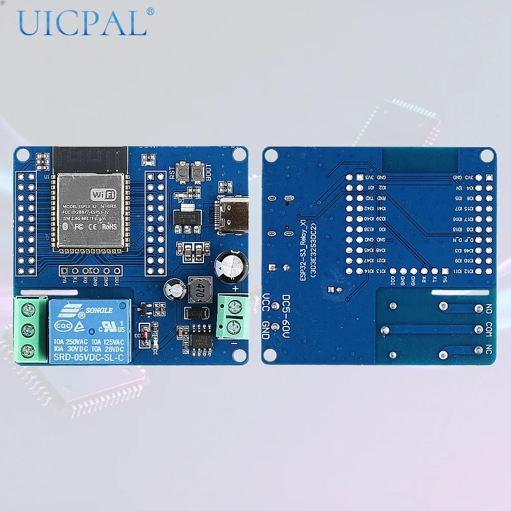 ESP32‑S3 Single Channel Relay Module WiFi Bluetooth Development Board USB UART Burning 2x20Pin DC5‑60V Power Supply for Arduino