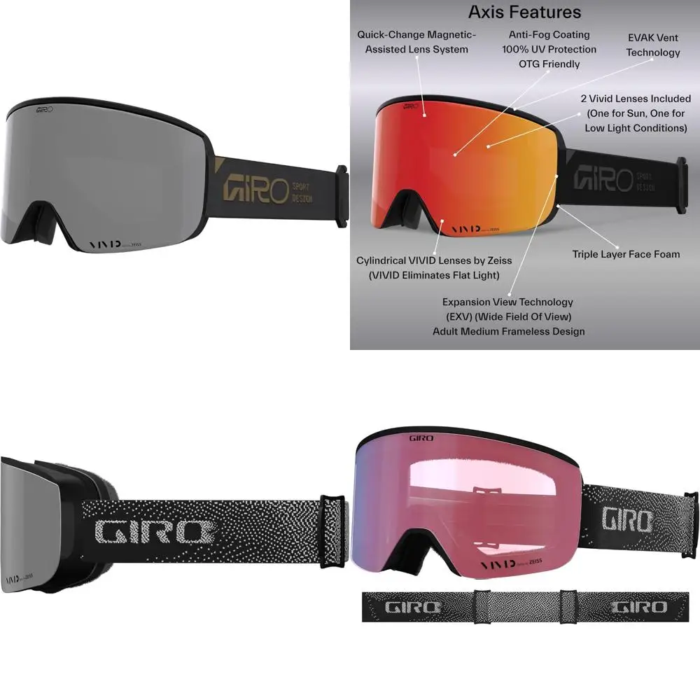 

Quick Change Ski Snowboard Goggles for Men with 2 VIVID Lenses, Anti-Fog Vent Tech, Over-the-Glasses Compatibility