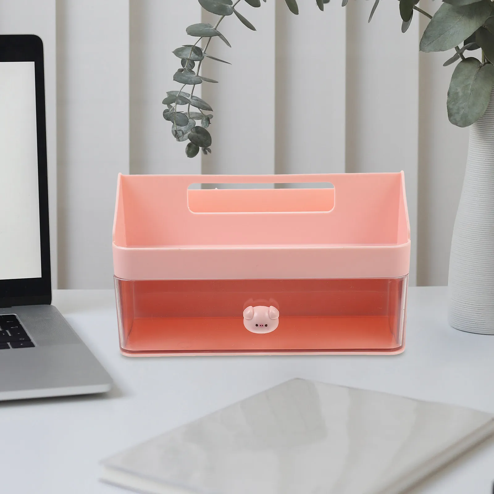 Plastic Desktop Organizer Large Capacity Storage Container for Jewelry Makeup Brushes Skincare Items Drawer Style