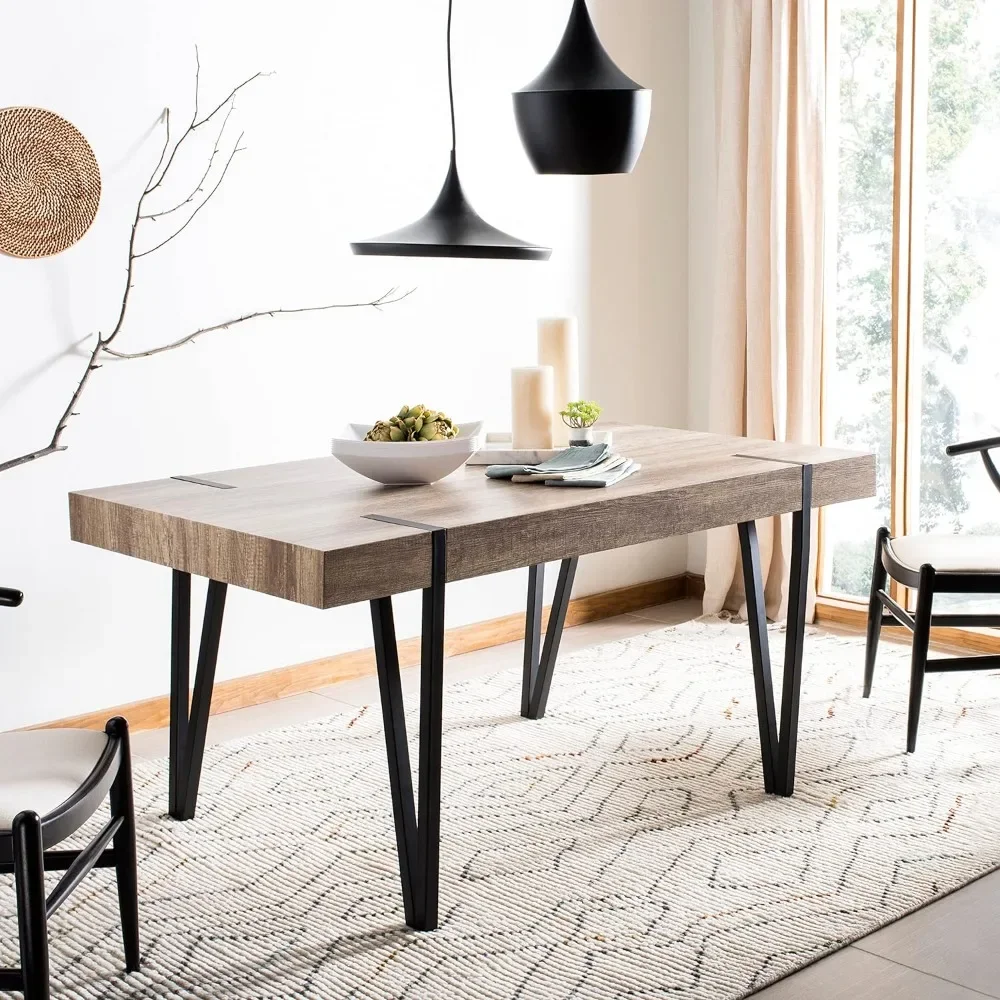 Home Furniture Rustic Industrial Brown and Black Dining Table Room Crafted of MDF Multifunctional Furniture Free Delivery