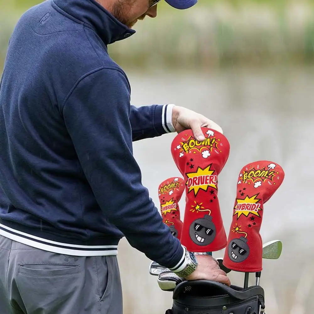 

PU Leather For Hybrid Head Protector Golf Accessories Head Covers Golf Putter Cover Golf Club Headcover Bomb Golf Headcover