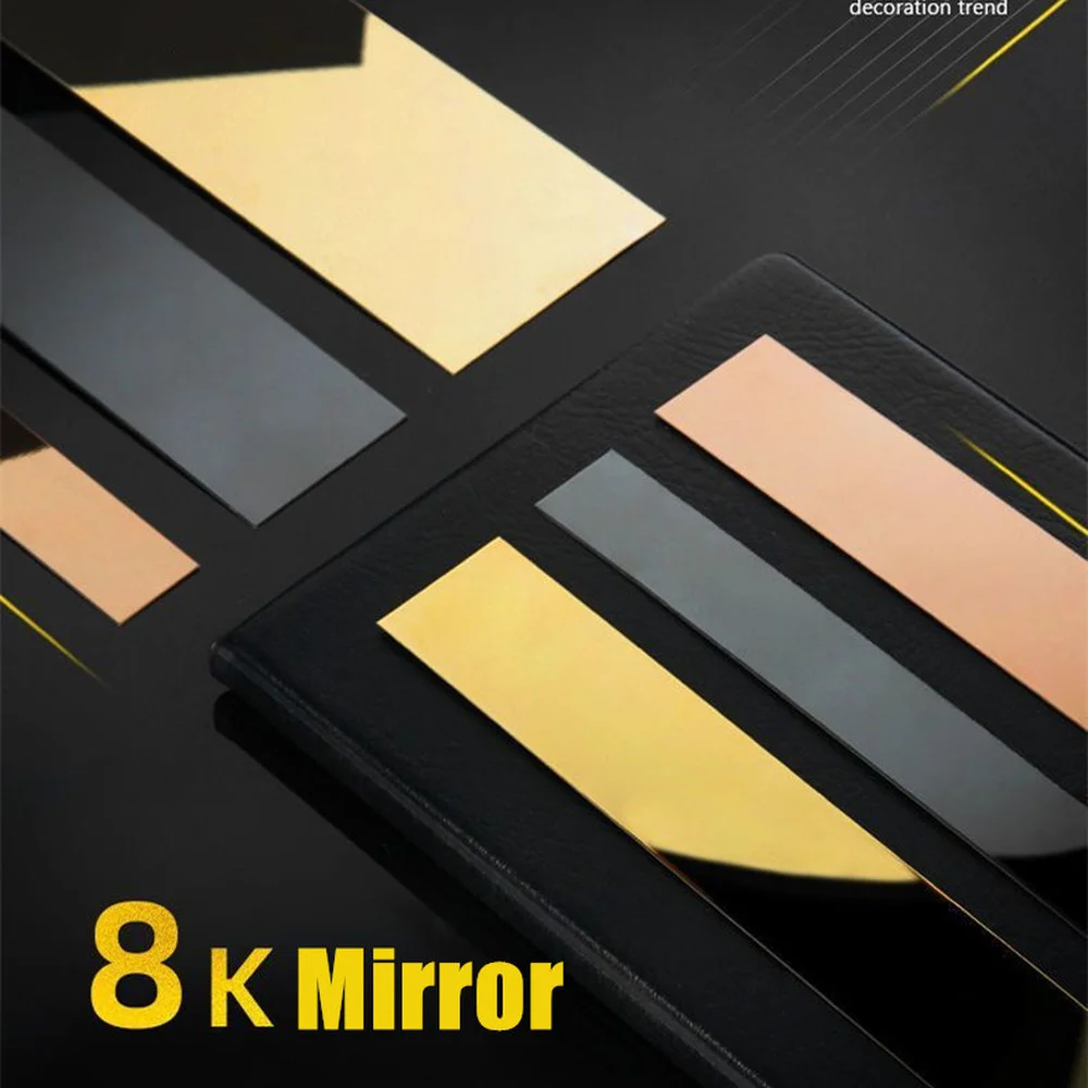 5M Stainless Steel Flat Decor Line Gold Mirror Wall Sticker for Background Wall Ceiling Edge Strip Living Room Home Decoration