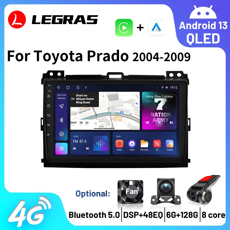 

Radio Bluetooth for Toyota Land Cruiser Prado 120 LC120 2003-2009 Carplay Android Auto Multimedia Player GPS Car Smart Systems