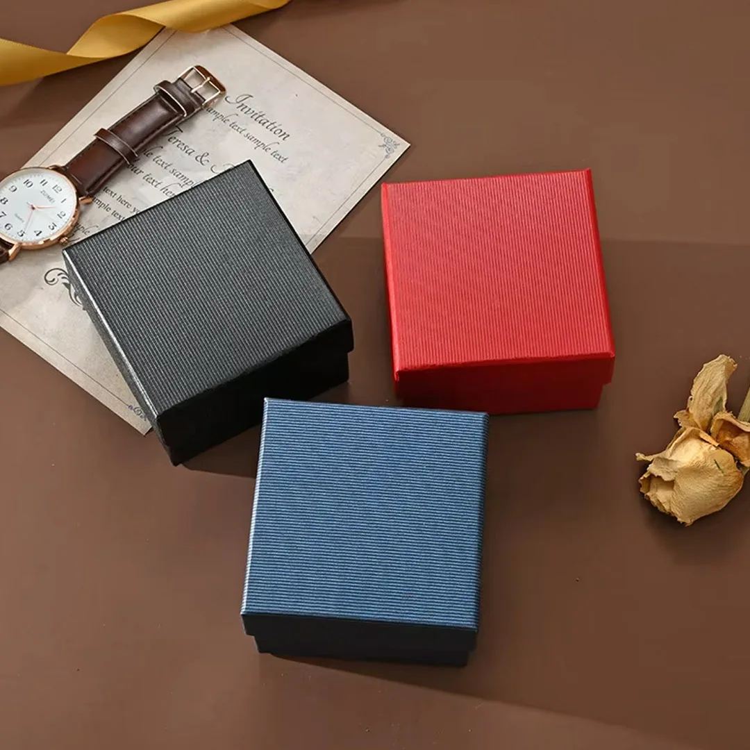 24Pcs Personalized Logo Jewelry Kraft Paper Watch Cardboard Box Accessories Gift for Necklace Ring Pendant Showcase Storage