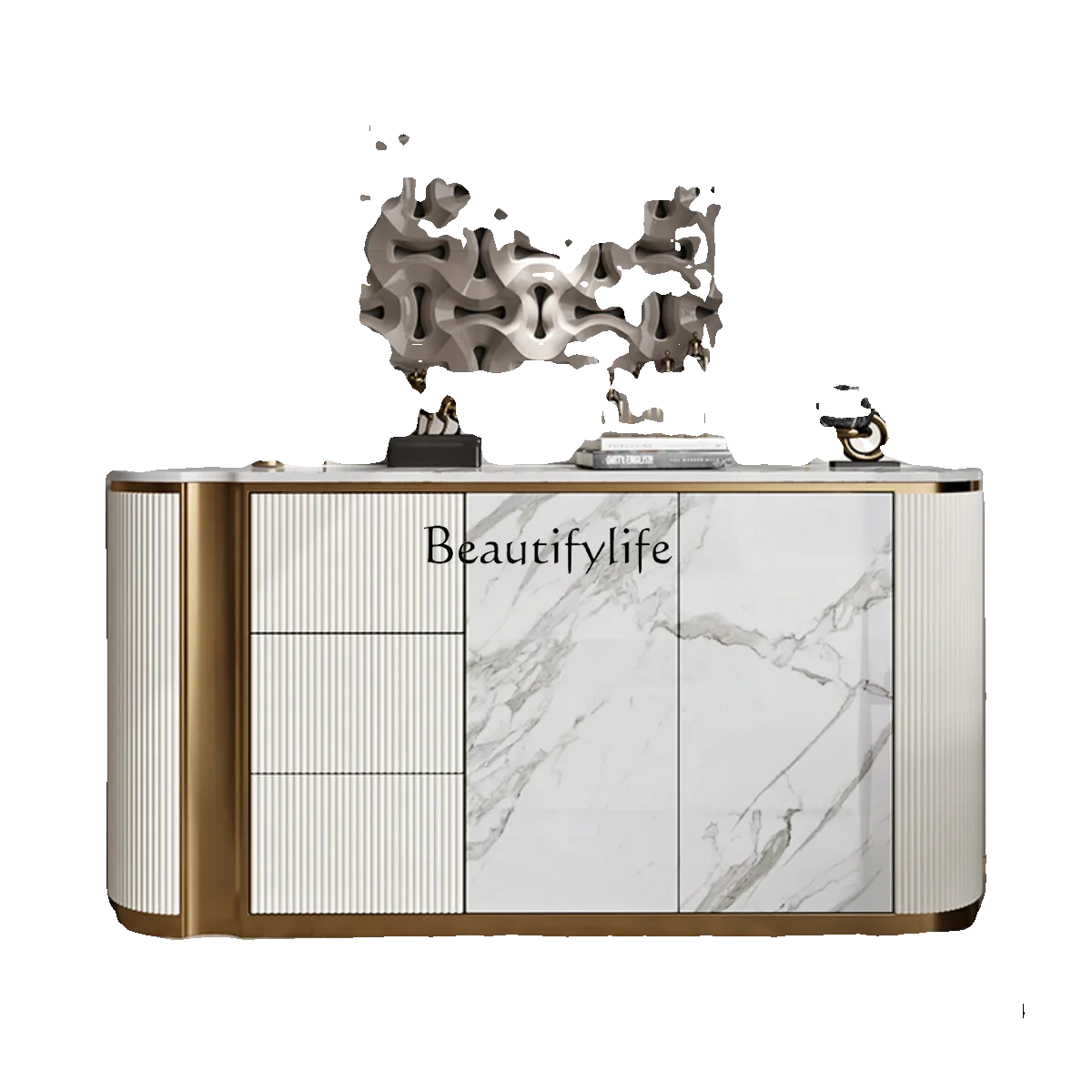 

yj5Italian light luxury dining side cabinet modern minimalist entrance cabinet
