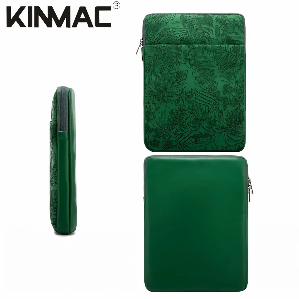 Plant skin-carved decorative leather laptop carry-on case with 360-degree shock and water resistance features.