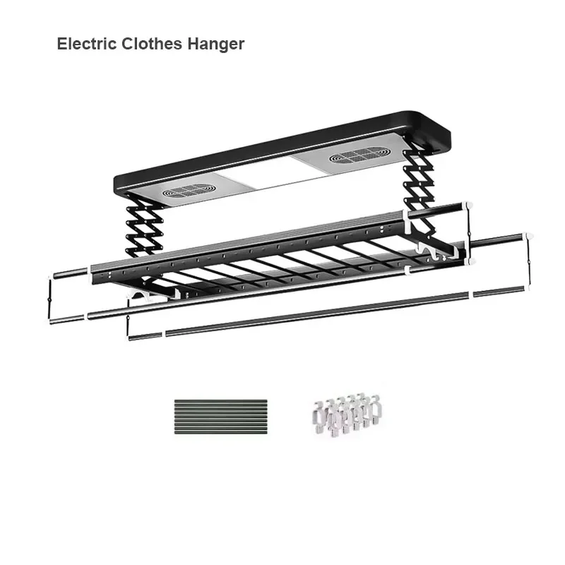 Electric Ceiling Mounted Laundry Rack with Intelligent Remote Control Wall Mount Lifting Clothes Hanger for Home Use