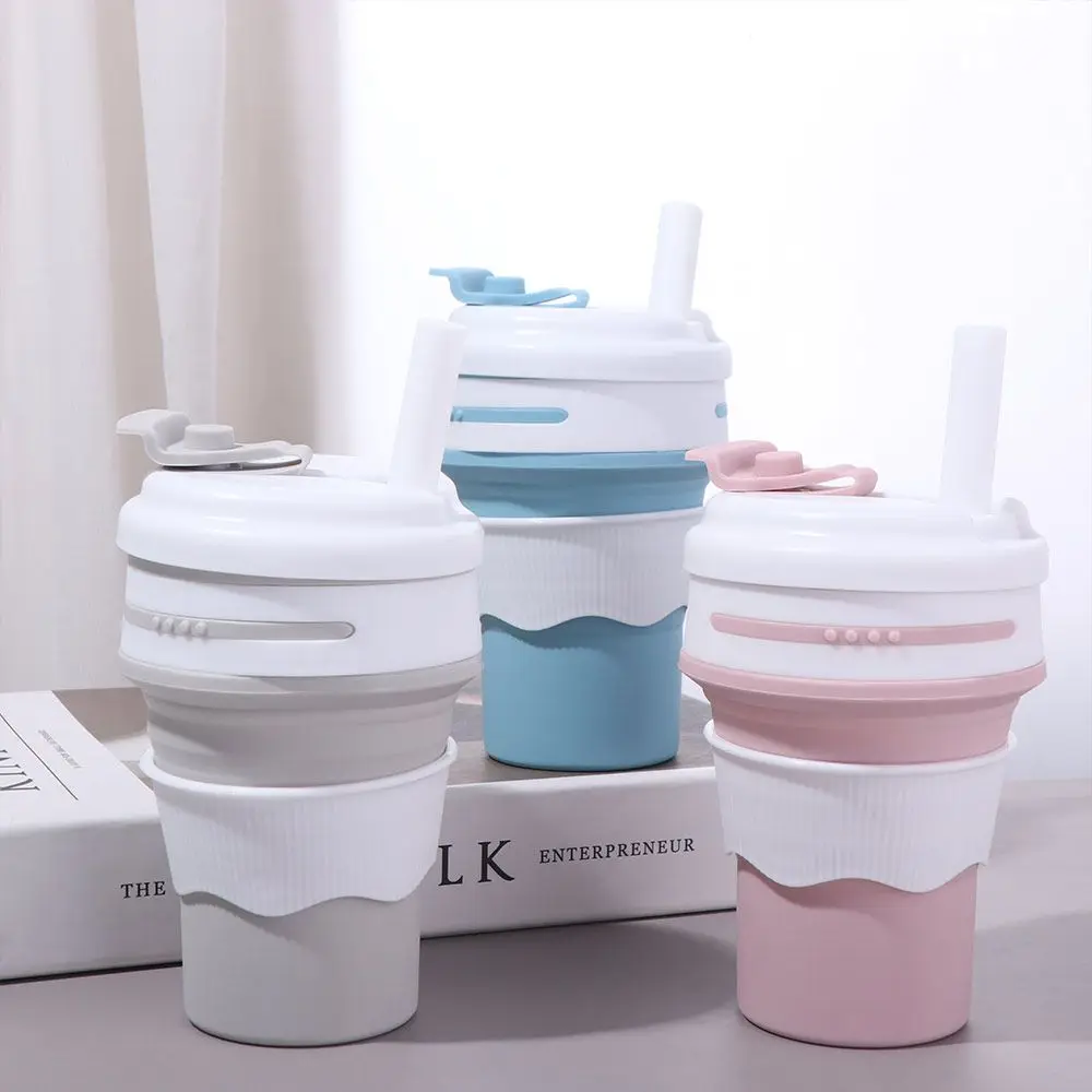 

Easy to Clean 350ml Silicone Folding Water Cup Reusable Drinkware Collapsible Cup Leakproof with Buckle Sports Kettle Sports