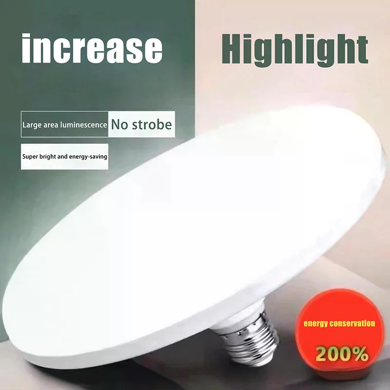 1 Piece 20-200W Indoor Lighting Flying Saucer Light Ceiling Lamp Garage Light LED Bulb AC 220v E27 Base Energy Saving Lamp