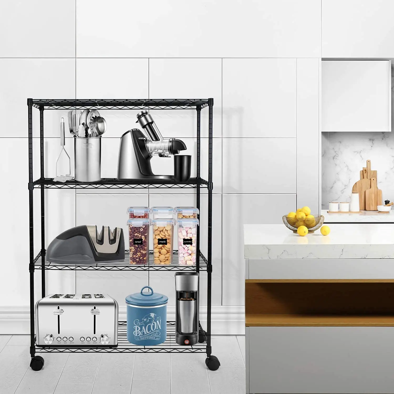 4-Shelf Steel Wire Storage Rack 36