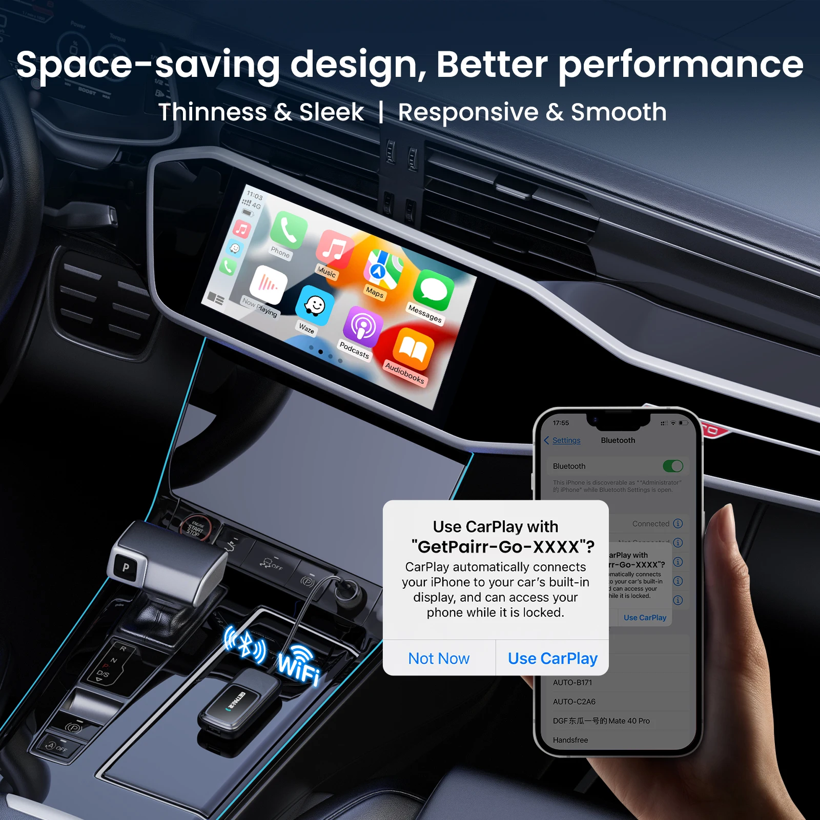 Getpairr Play2Video Ultra Carplay Ai Box Wireless Android Auto Adapter Built in Youtube Netflix IPTV Video Box for VW Benz Audi
