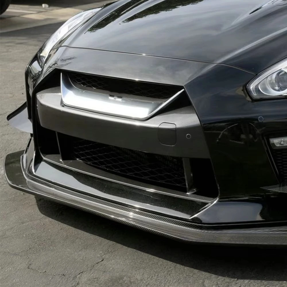 2017+ لأجزاء الجسم GTR R35 غطاء مصبغة المصد الأمامي من الكربون #3