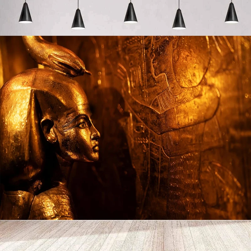 

Ancient Egypt Photography Backdrop Egyptian Tomb of Pharaoh Tutankhamun Background Golden Goddess Wall Banner Poster Decor