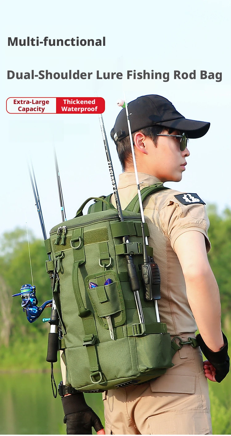 

New multifunctional Tactical Fishing Backpack with Rod Holders for Fishing Equipment Storage and Outdoor Camping Hiking