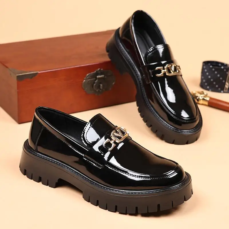 

Thick Soled Men'S Penny Loafers Slip On Lazy Shoes Platform Leather Casual Shoes JZ-631