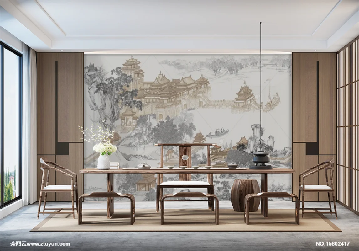 Customized Mural Retro Landscape Building Loft Background Wall Wallpaper Wall Cloth