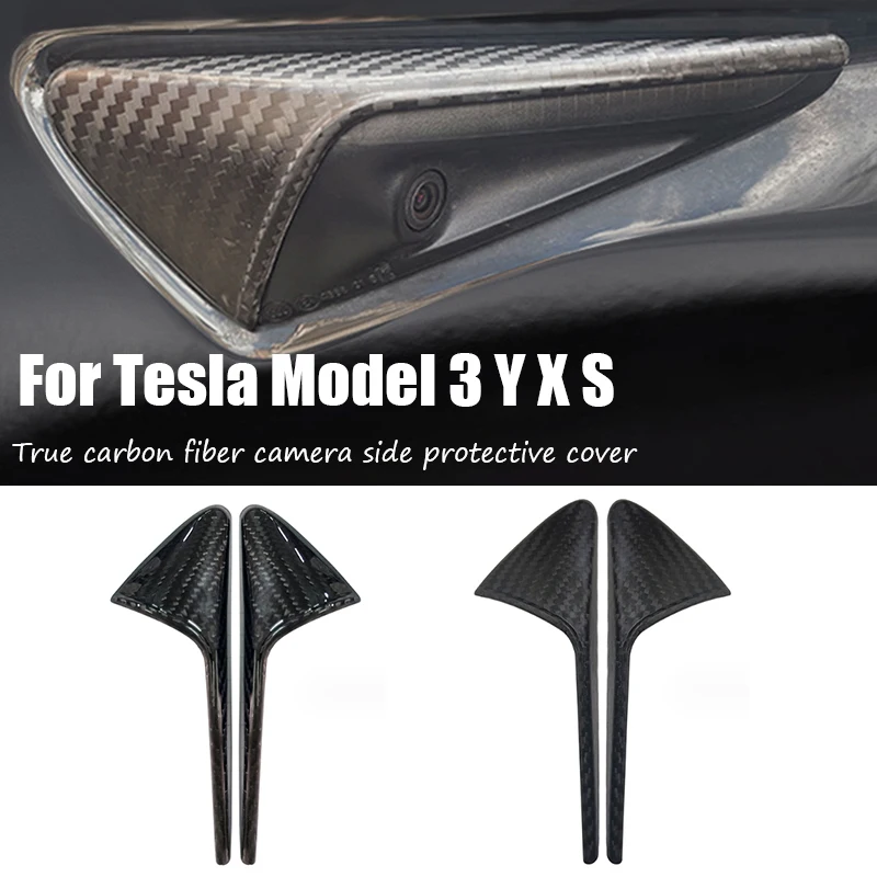 Real Carbon Fiber Body Camera Case For Tesla Model 3 Accessories Logo Turn Signal Cover Decoration Protection Model Y 2017-2023