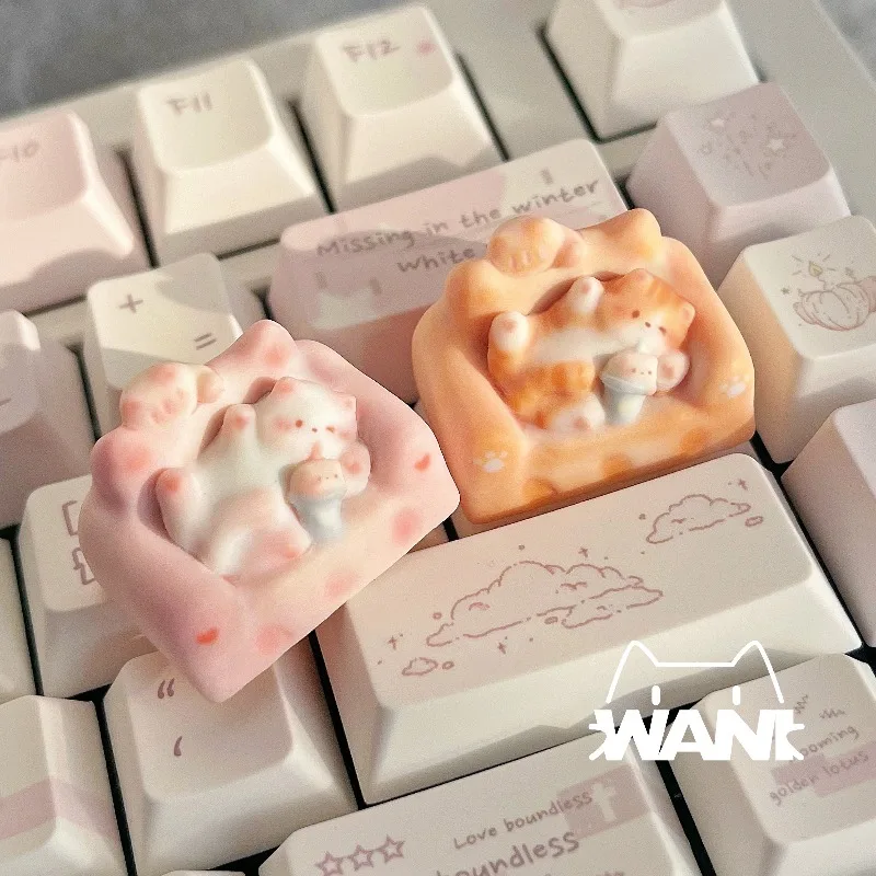 

Sofa Lazy Cat Theme Keycaps Customized 1.5U Tab Point Keycap Resin 3D Printing Keyboard Cap for Mechanical Keyboard Accessories