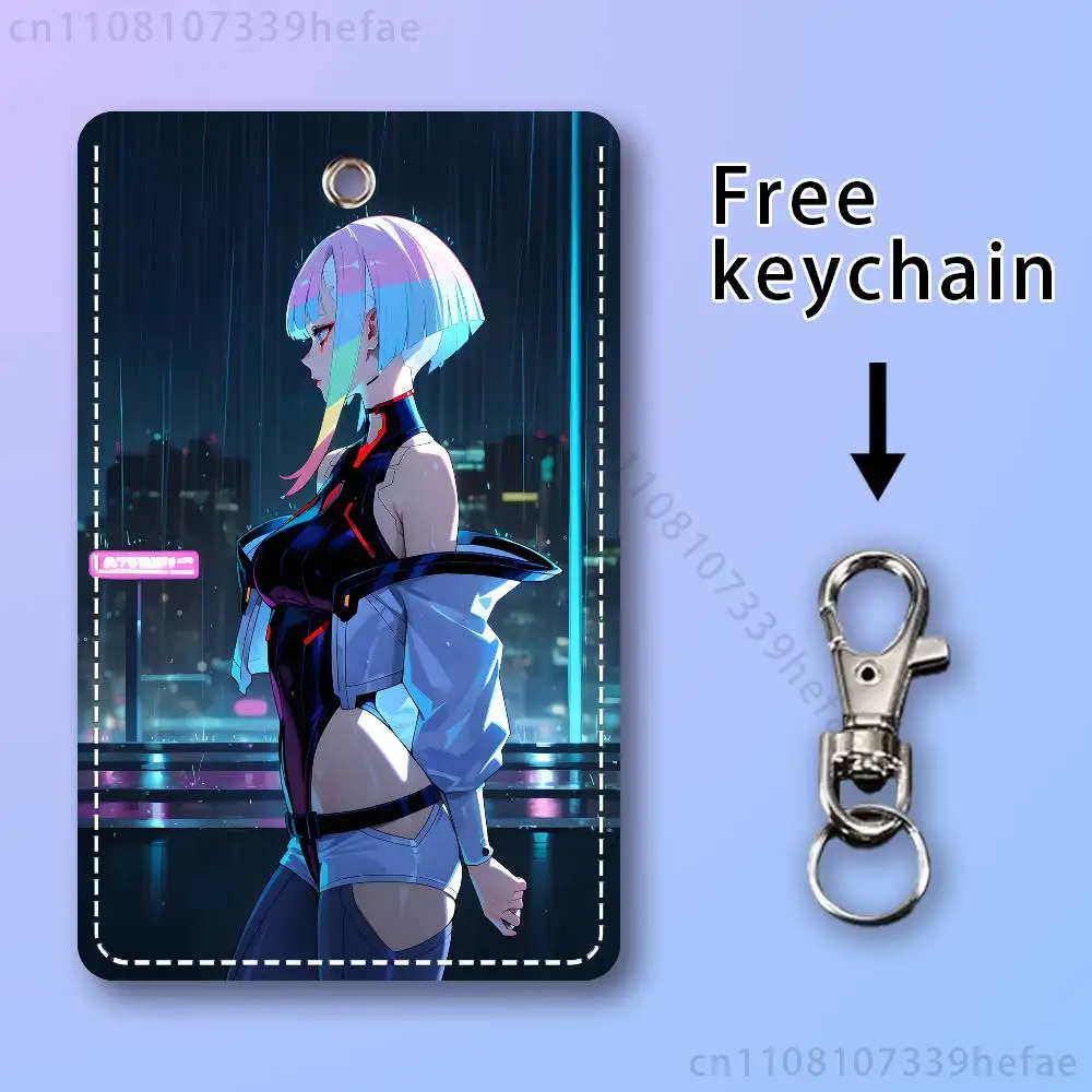 Lucy C-Cyberpunk E-Edgerunners Holder Keychain For Bank Business Work Card Holder Student Card Protective Case Bus Card