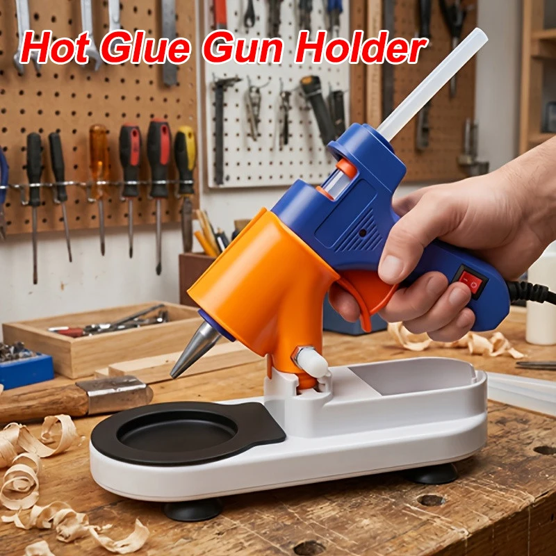 Adjustable Hot Glue Gun Stand Holder, Anti-Slip Hot Melt Glue Gun Base With Drip Tray Cord Storage For DIY Craft Household