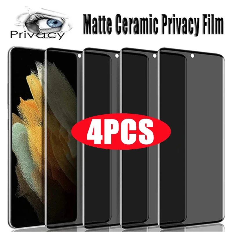 4Pcs Matte Ceramic Privacy Screen Protector For Samsung S23 S21 S22 S24 Ultra S20 FE S10 Plus Galaxy Note 20 Ultra Anti-spy Film