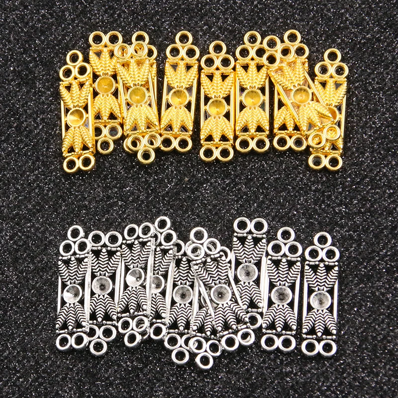 20PCS 8*28mm 2 Color Wholesale Metal Alloy Stick Flower Charm Plated Porous Connector For DIY Drop Earrings Jewelry Making