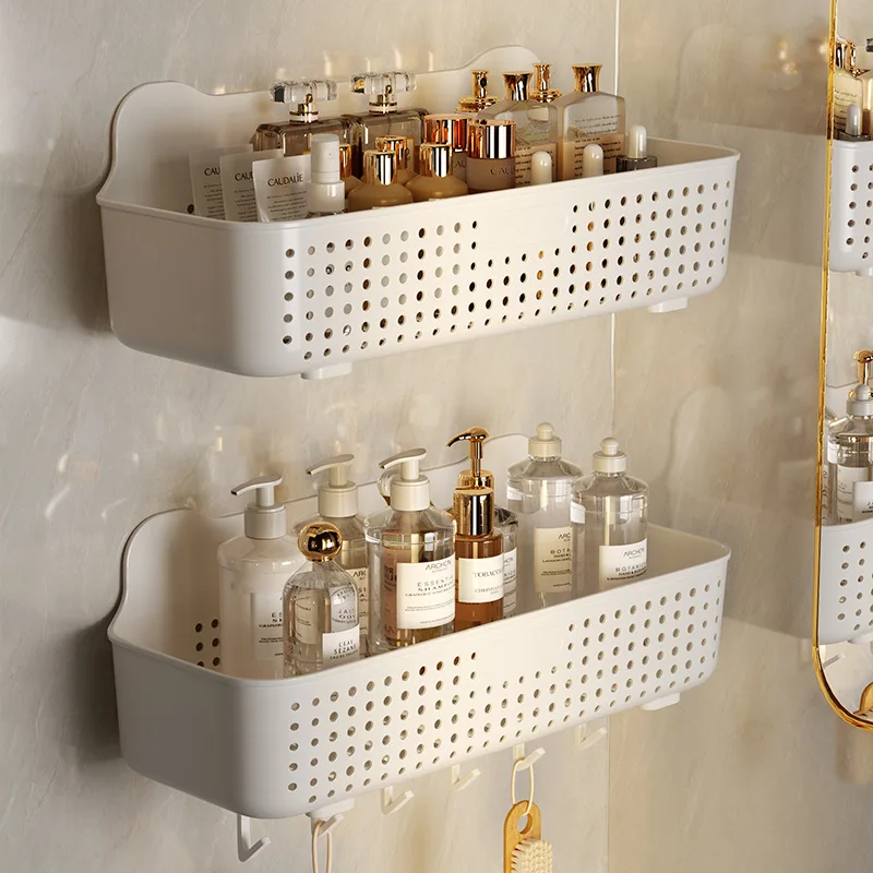 Stanzfreies, an der Wand montiertes Badezimmer-Aufbewahrungsregal, WC-Aufbewahrungsschrank, Abflussregal, Dusche, Kosmetik für Badezimmer-Accessoires zu Hause