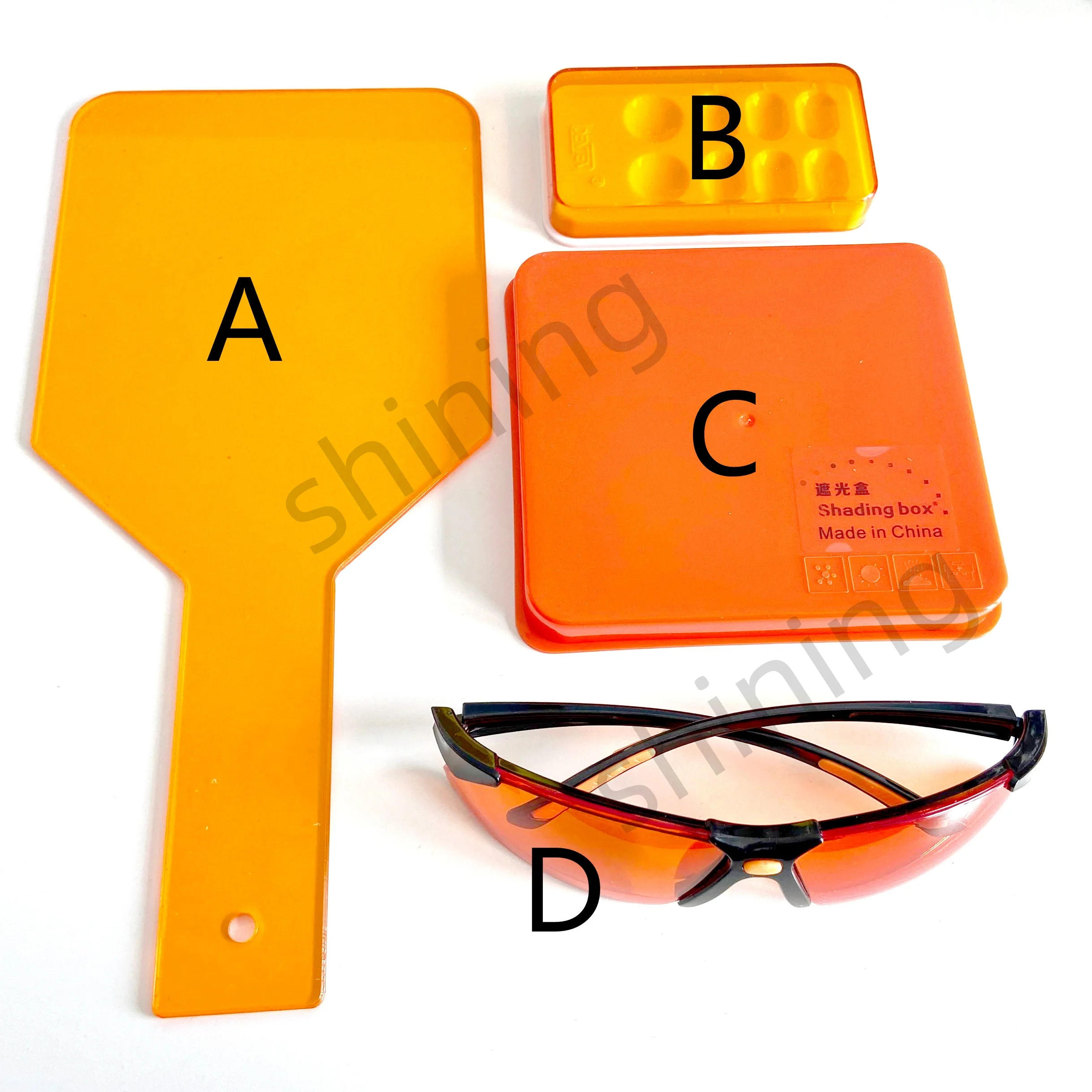 Dental Orange Goggles Block LED UV Blue Lights Glasses Assistantant Hand Plate Light Curing Shading Protector Box